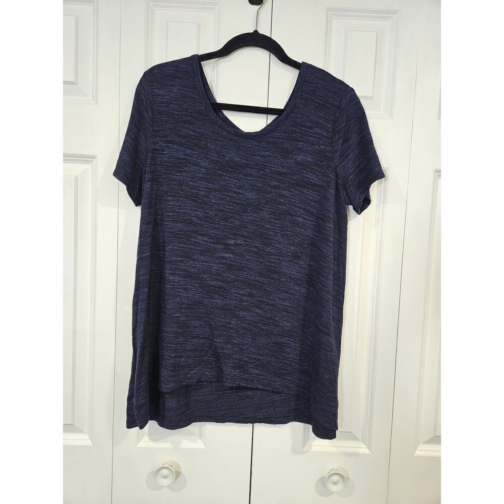 Sunday Blue Marbled Tunic Large Scoop Neck